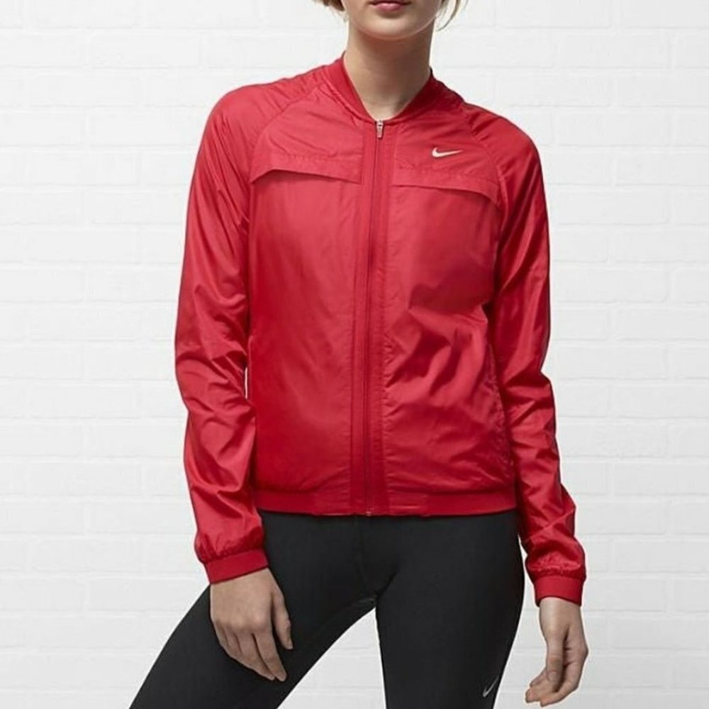 Nike Running Dri-Fit Windbreaker Jacket M Red Zip Vented